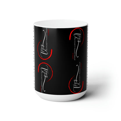 Black & White 15oz Sleek Style Ceramic Mug - by the 'TPPG-Apparels' Brand Collection for Tea, Coffee/Latte or your favorite beverage.