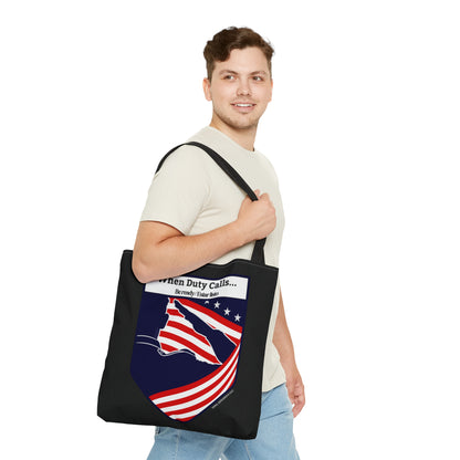 Our 3 sizes - Handy Millitary-front facing Style Design Tote Bag from the 'TPPG-Apparel' Brand