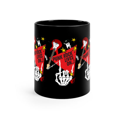 Black Glossy Finish 11oz Coffee/Tea Mug - from the 'TPPG-Apparels'  "ROCK ON" Collection