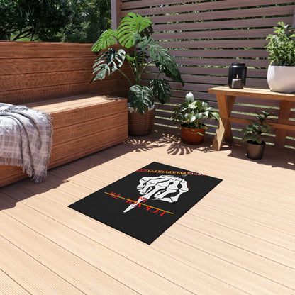 'TPPG Skelton Rock Design ('Uck You Tú')-Jet Black Durable & Non-Slip Outdoor Rug