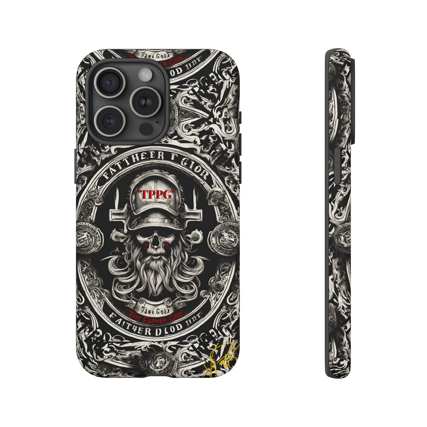 "Father God" iPhone/Google Pixel & Samsung Tough Phone Case (Black/Red & Grey)