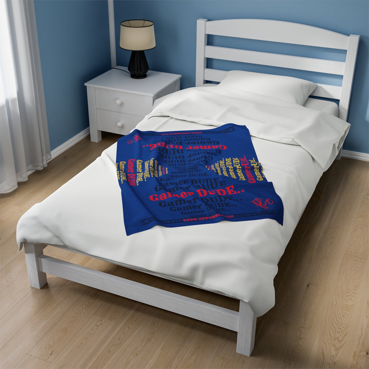 Guys another Bold Gamer Style Blanket from the "TPPG-Apparels" Brand Presents one of it's koolest designs on this Royal Blue Velveteen Plush Blanket