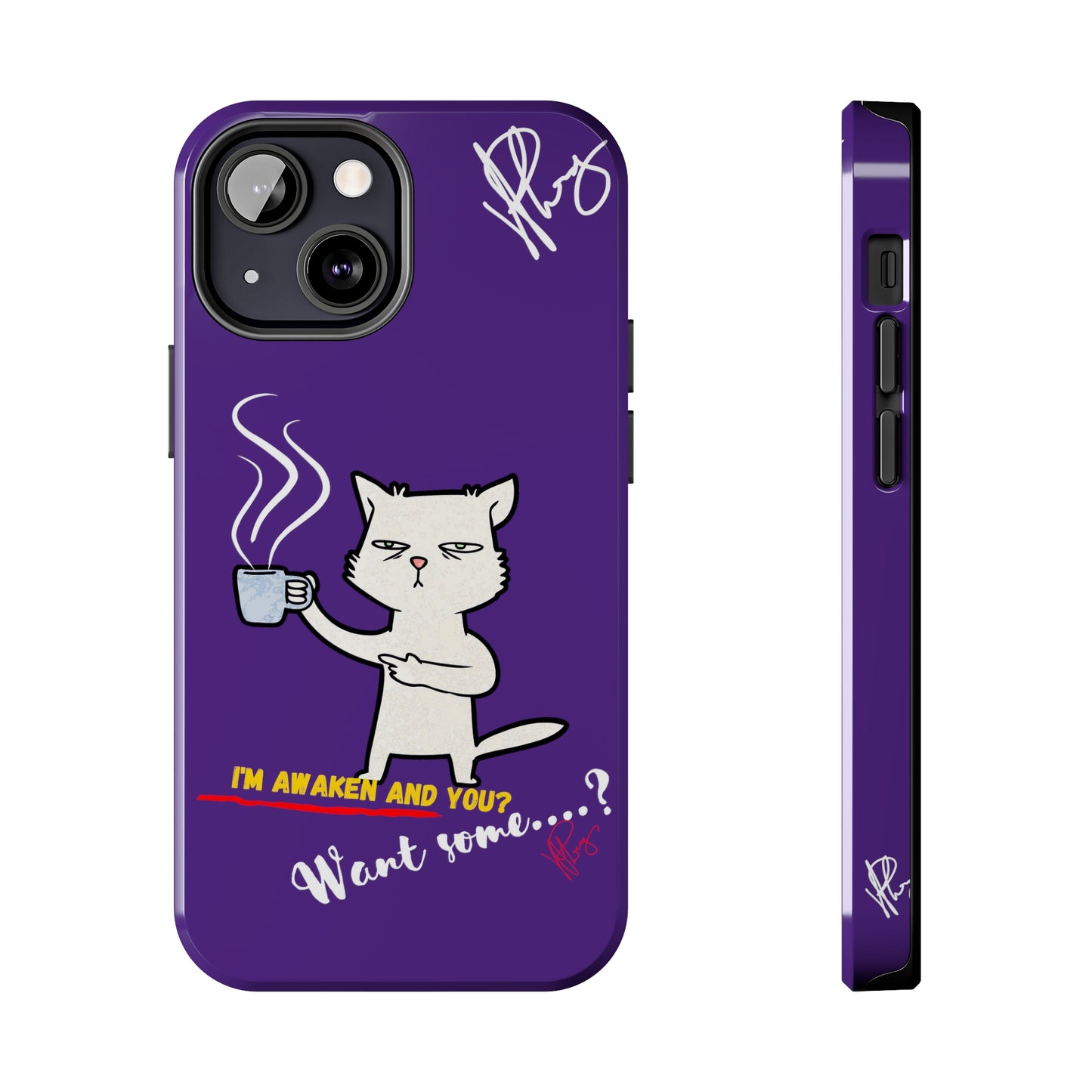 Lovely Bold Purple - Cutie "Coffee Cat" Pet Design Verision from the 'TPPG Collection' Line carries Several sizes of the "iPhone Series" Tough Phone Cases