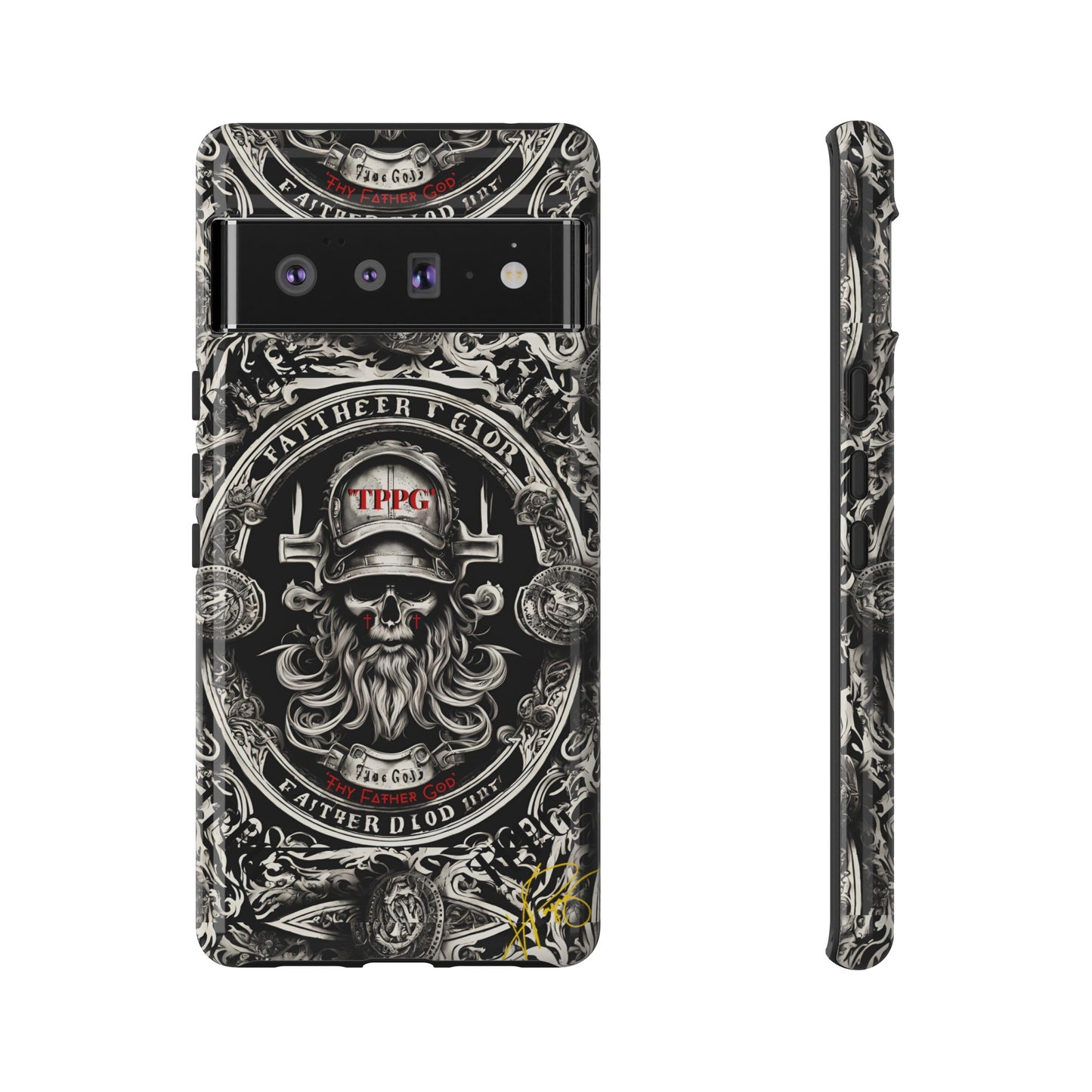 "Father God" iPhone/Google Pixel & Samsung Tough Phone Case (Black/Red & Grey)