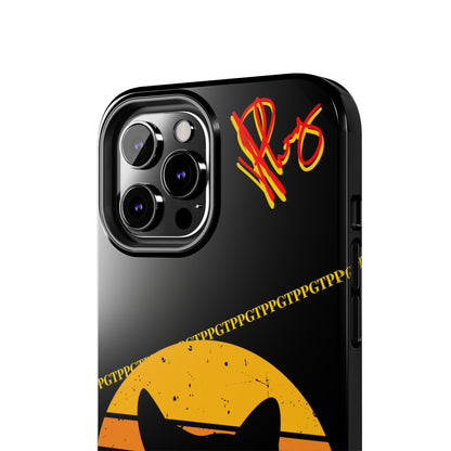 One of our Cutest Cat "Peek-A-BOOO.." Pet Designs (in a Bold Yellow/Orange/Red Base Colors) Verision from the 'TPPG Collection' Line carries Several sizes of the "iPhone Series" Tough Phone Cases