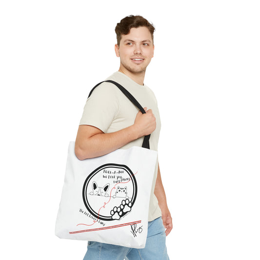 Our Fun 3 sizes - White color Handy Brand Pet Lovers - Front facing Style Design Tote Bag from the 'TPPG-Apparel' Brand Collection