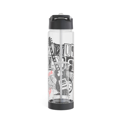 Clear 25oz 'Punk Rock' Print Style INFUSER Water Bottle by the "TPPG-Apparels" ('Punk Rock Print') Collection