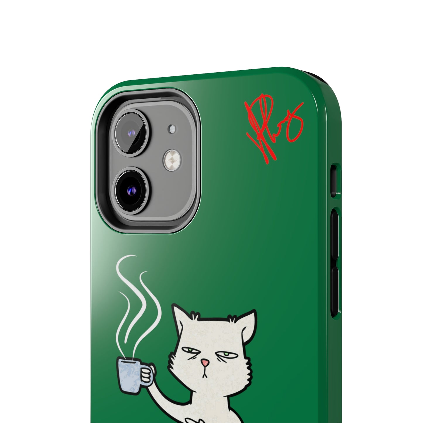 Lovely Forest Green Hue - Cutie "Coffee Cat" Pet Design Verision from the 'TPPG Collection' Line carries Several sizes of the "iPhone Series" Tough Phone Cases