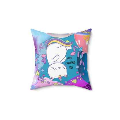 (Toddler/Kid) Spun Polyester Square Pillow (4 sizes-Turquoise Bgd) - By: "TPPG KIds Collection"