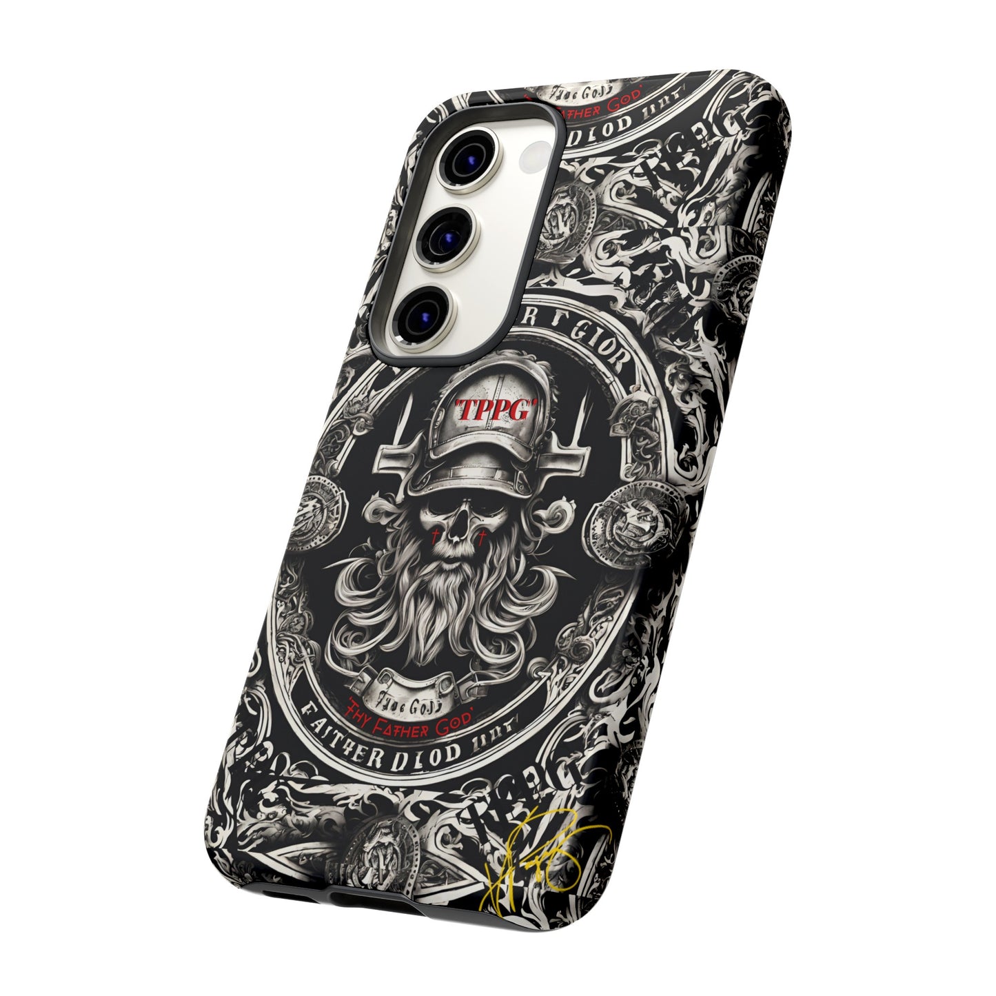 "Father God" iPhone/Google Pixel & Samsung Tough Phone Case (Black/Red & Grey)