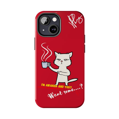 This Lovely Bold Red - Cutie "Coffee Cat" Pet Design Verision from the 'TPPG Collection' Line carries Several sizes of the "iPhone Series" Tough Phone Cases