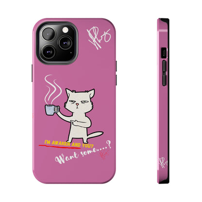 Cutie "Coffee Cat" Pet Design (in a Simple but Kool Tone Pink Base Color) Verision from the 'TPPG Collection' Line carries Several sizes of the "iPhone Series" Tough Phone Cases