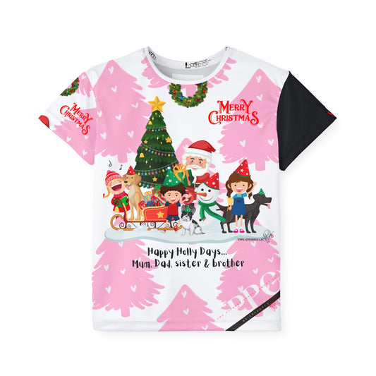 Kids (Black 'one shoulder' Base) 'Holiday/Christmas' Sports Jersey/Tee - By:"TPPG-Apparel" Juniors Collections