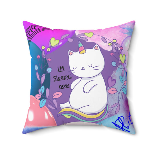 (Children) Spun Polyester ('1 side') Square Pillow (4 sizes-Lt. Purple Bgd) - By: "TPPG KIds Collection"