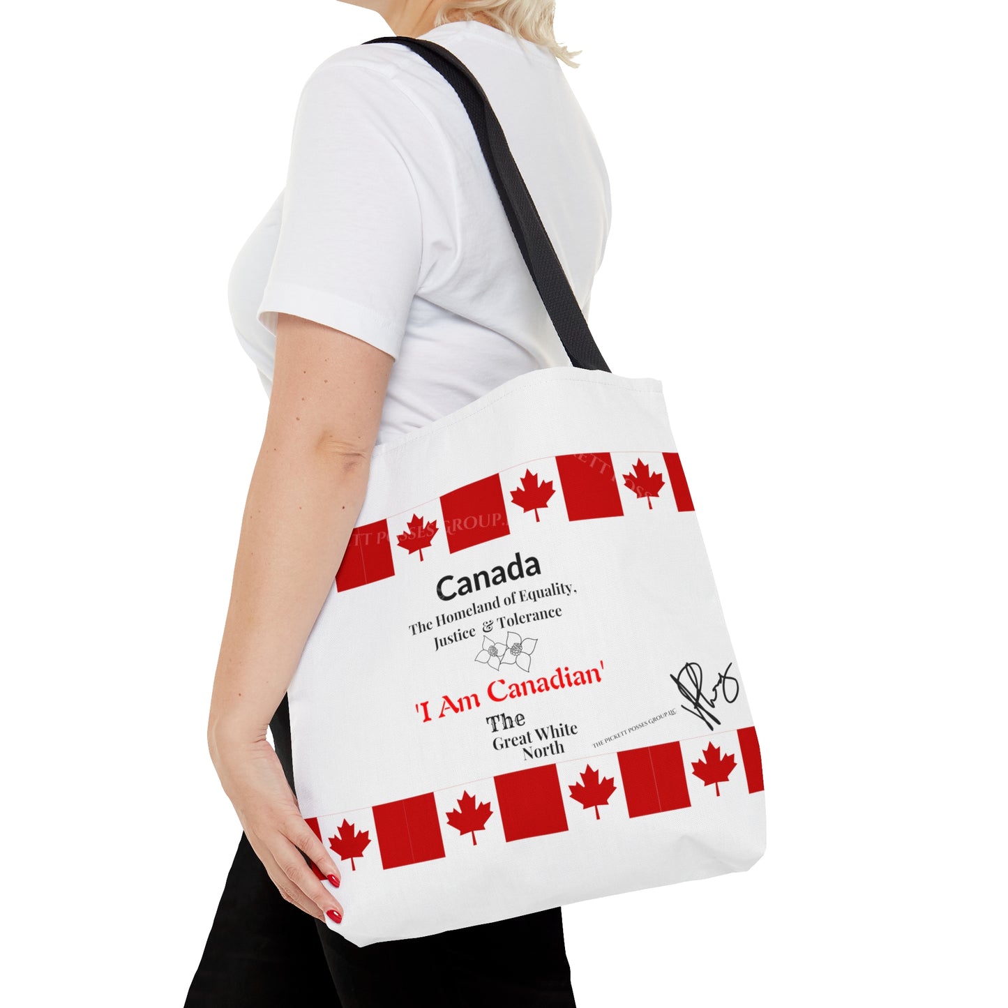 Our lovely 'Canadian' 3 sizes totes -White front facing Style Design Tote Bag from the 'TPPG-Apparel' Brand Collection