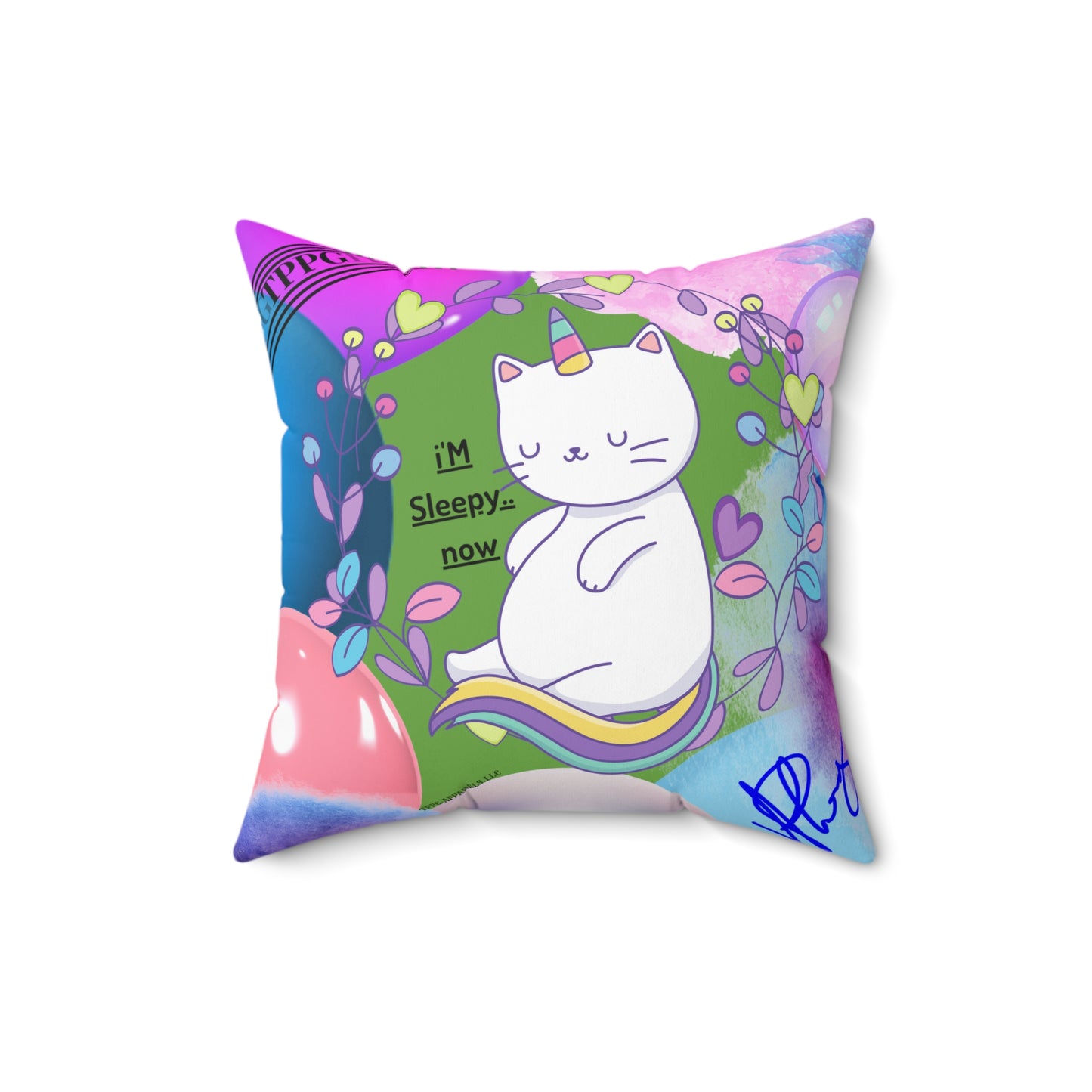 (Children) Spun Polyester ('1 side') Square Pillow (4 sizes-Forest Green Bgd) - By: "TPPG KIds Collection"