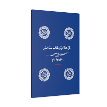 From our "TPPG Brand Arabic Faith Collection" - "Meaning:God Bless You.." Canvas Gallery Wraps in Dk Blue/White