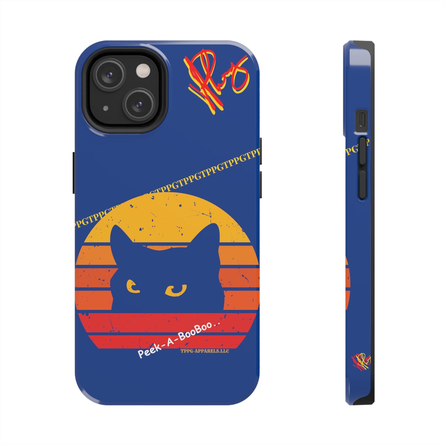 Custom Cat Design Phone Cases "Peek-A-BOOO.." (Black Multi-Colored)