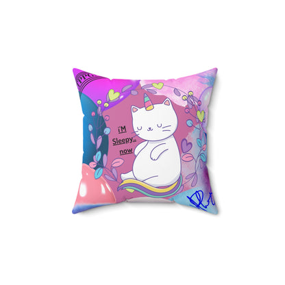 (Children) Spun Polyester "1-side" Square Pillow (4 sizes-Lt. Pink Bgd) - By: "TPPG KIds Collection"