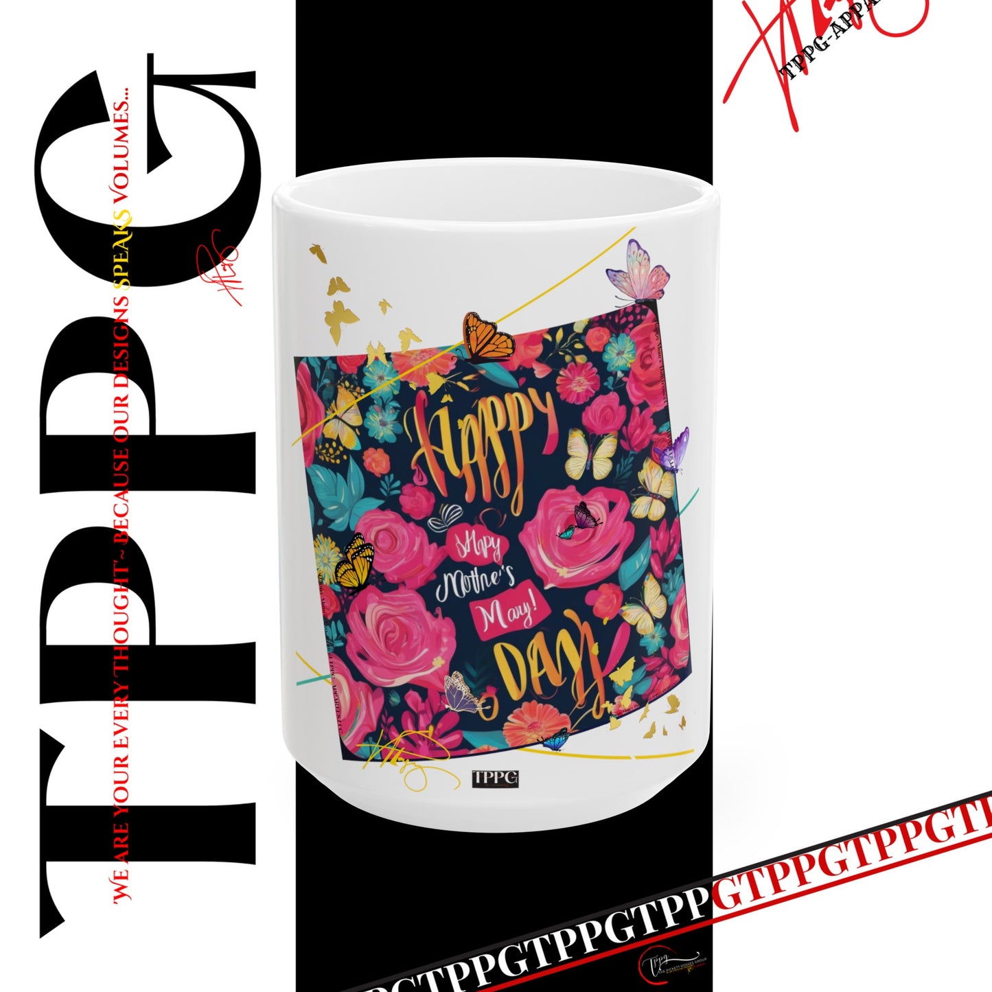 Vivid Bold "Happy Mom's Day" Floral Ceramic Mug - (11oz & 15oz)