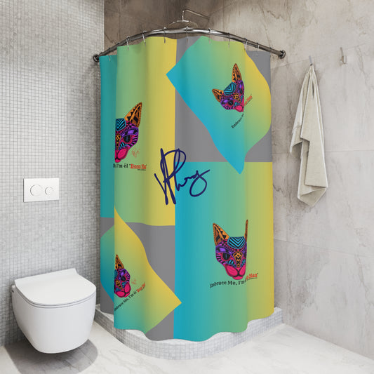 This is a Sleek "Boss Cat" Polyester Designer Style/ "TPPG-Apparels" Brand Shower Curtain