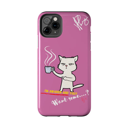 Cutie "Coffee Cat" Pet Design (in a Simple but Kool Tone Pink Base Color) Verision from the 'TPPG Collection' Line carries Several sizes of the "iPhone Series" Tough Phone Cases