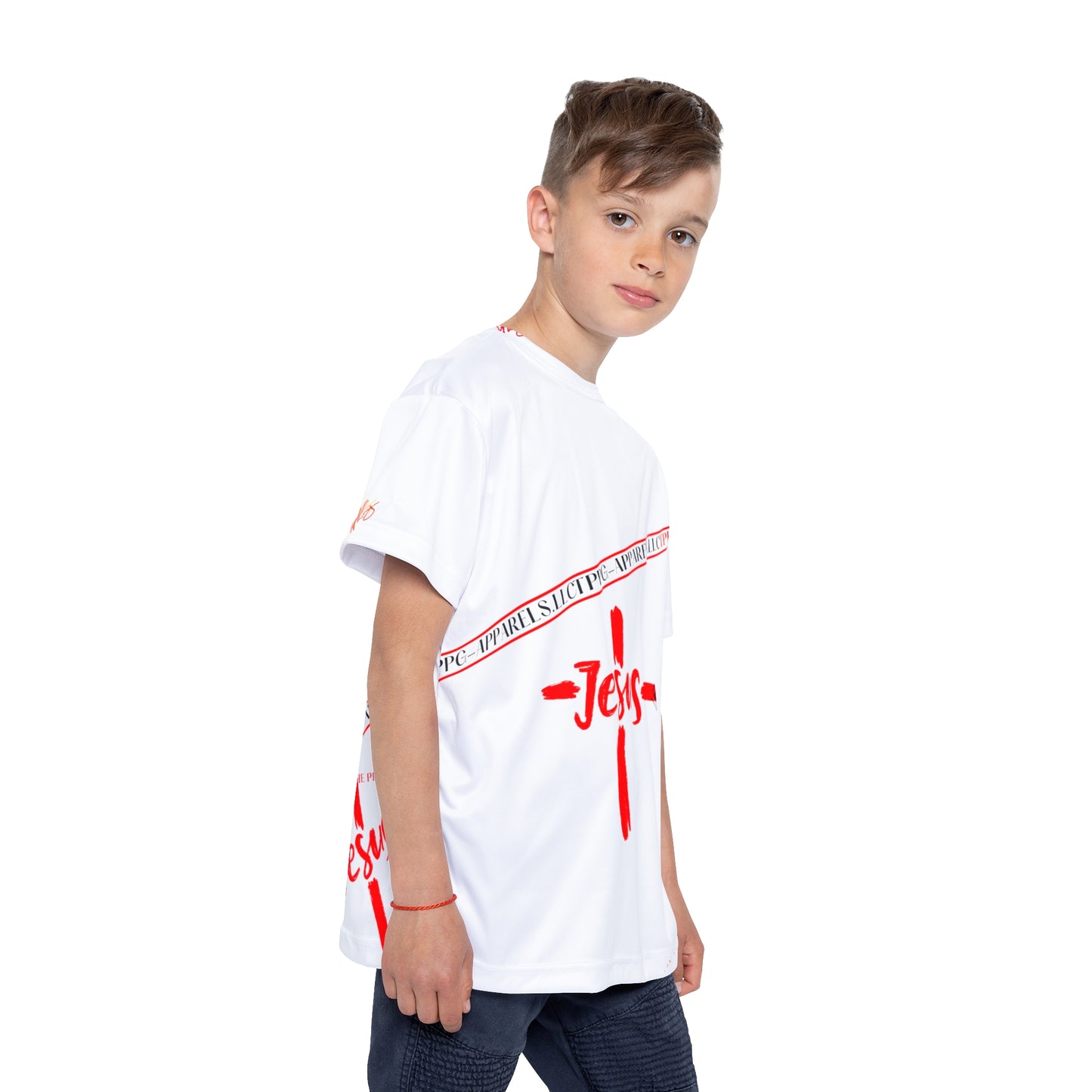 Kids Sport "Jesus Cross" White Jersey/Tee-By:"TPPG" Juniors/Kids Collections