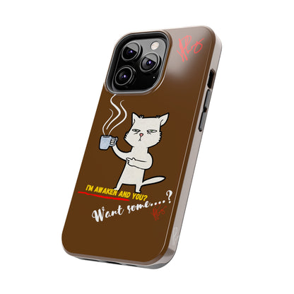 This Lovely Brown Coffee Color Tone - Cutie "Coffee Cat" Pet Design Verision from the 'TPPG Collection' Line carries Several sizes of the "iPhone Series" Tough Phone Cases