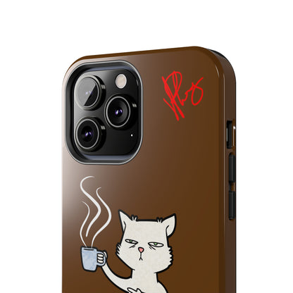 This Lovely Brown Coffee Color Tone - Cutie "Coffee Cat" Pet Design Verision from the 'TPPG Collection' Line carries Several sizes of the "iPhone Series" Tough Phone Cases