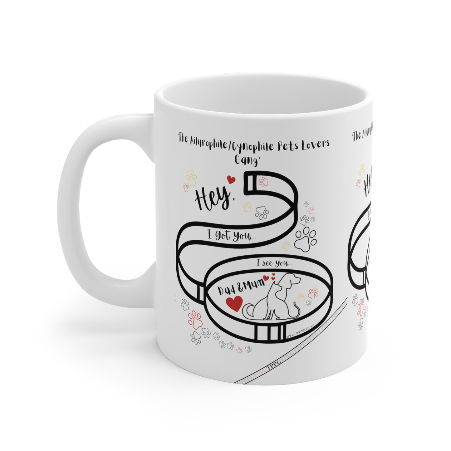 White "Ailurophile/Cynophile Lovers" 11oz Ceramic Mug from the 'TPPG-Apparels' Collection