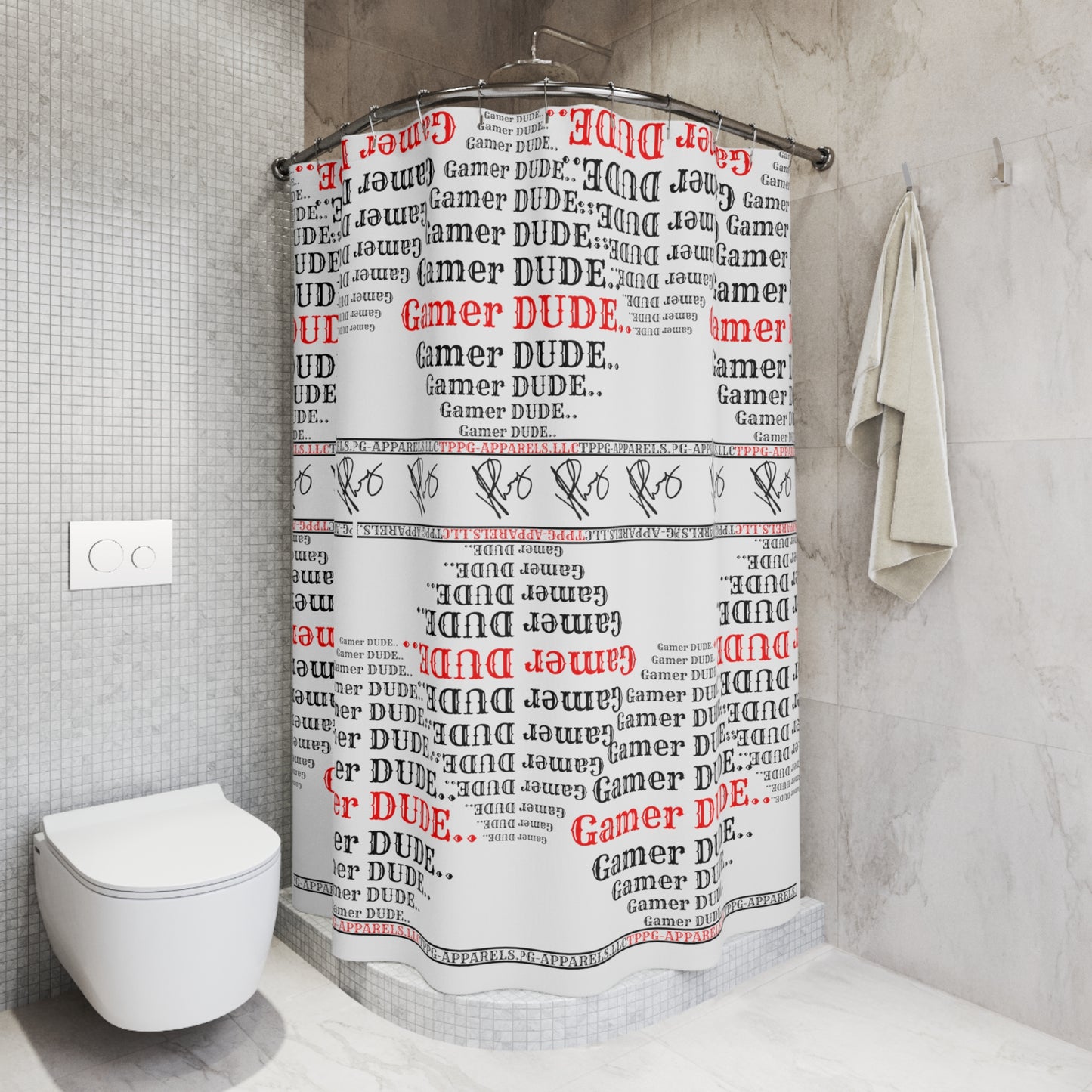 This Sleek "Gamer" Polyester Designer Style/ "TPPG-Apparels" Brand Shower Curtain