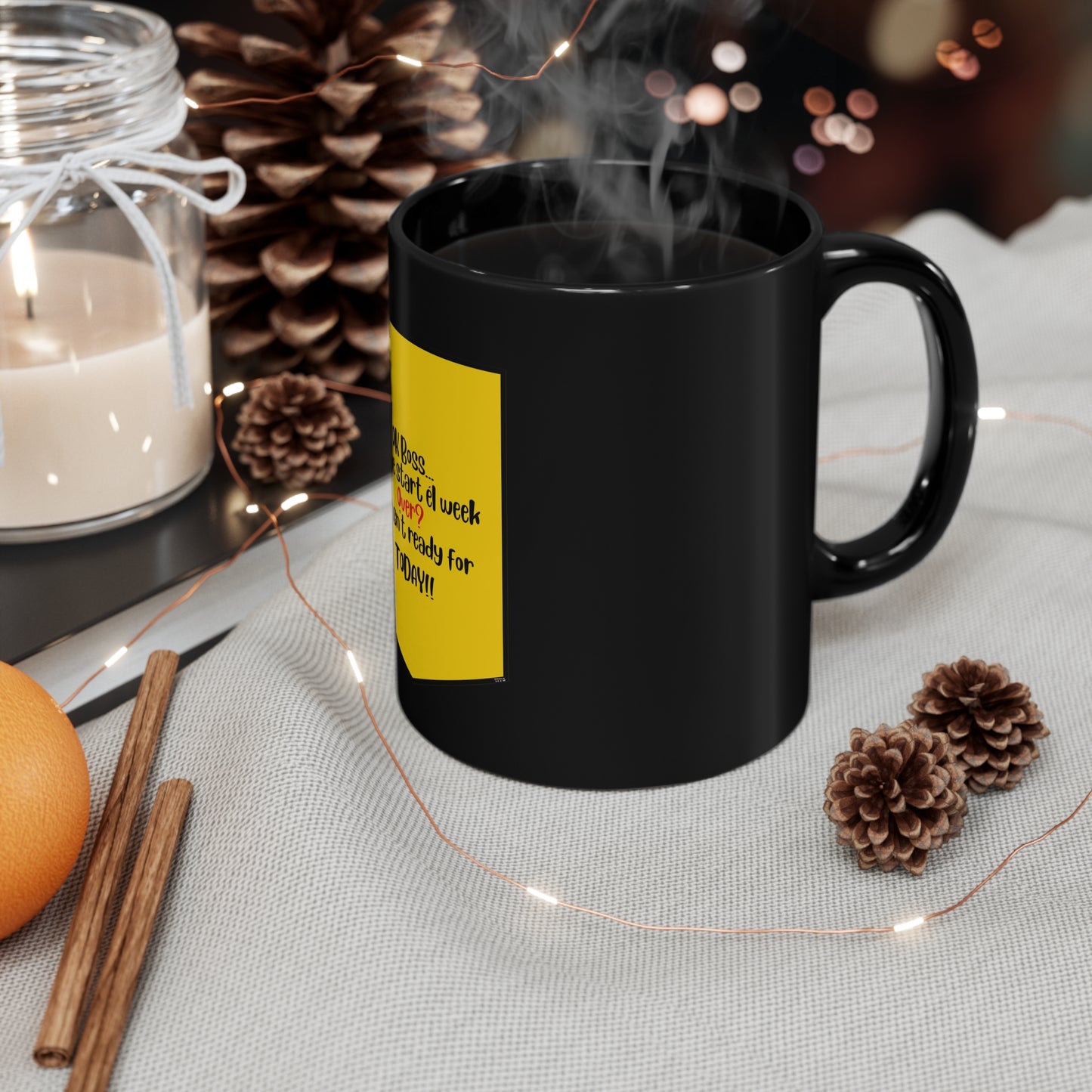 These Sleek & Humorous "Yellow Card Collection-Note To Boss" from the "TPPG-Apparels Brand" - 11oz Black Glossy Style Mug