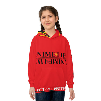 Children's (Cherry Red/Yellow) "TPPG Anime & Logo" Hoodie in 6 sizes