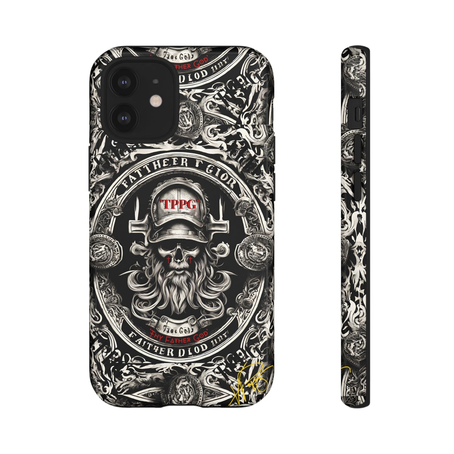 "Father God" iPhone/Google Pixel & Samsung Tough Phone Case (Black/Red & Grey)