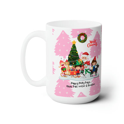 Our Pink & White 15oz "TPPG Brand" Christmas Ceramic Mug Grabs the Attention of all who Views It!! - By the 'TPPG' Brand (Pet/Cat) Collection