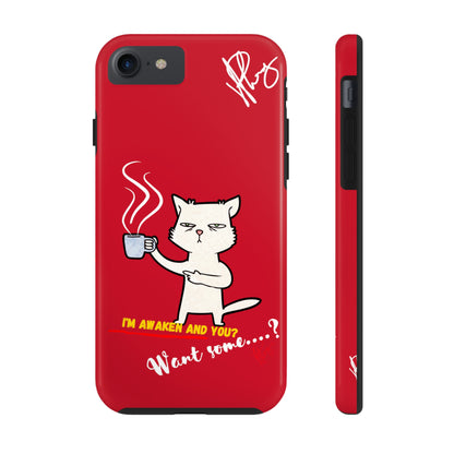 This Lovely Bold Red - Cutie "Coffee Cat" Pet Design Verision from the 'TPPG Collection' Line carries Several sizes of the "iPhone Series" Tough Phone Cases