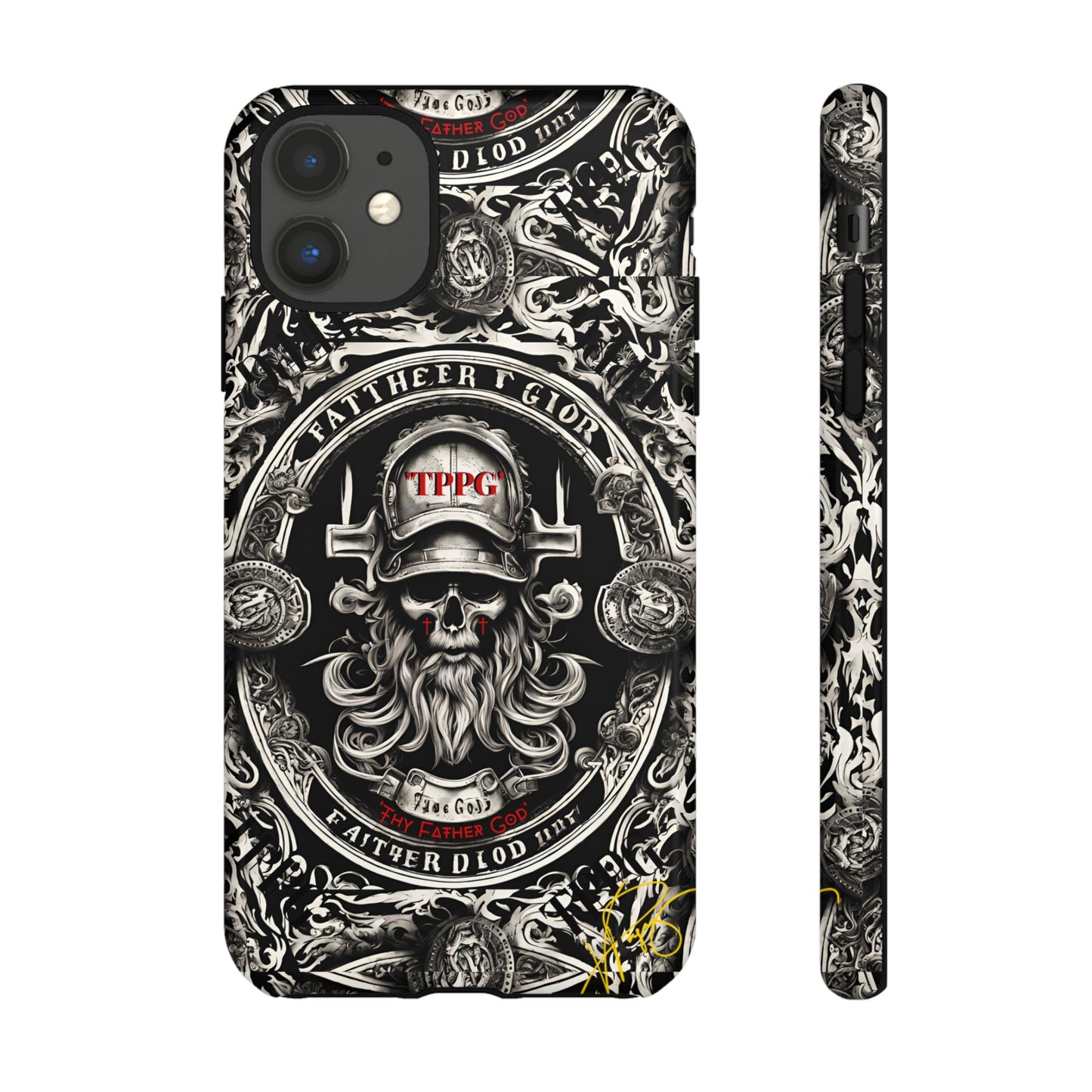 "Father God" iPhone/Google Pixel & Samsung Tough Phone Case (Black/Red & Grey)