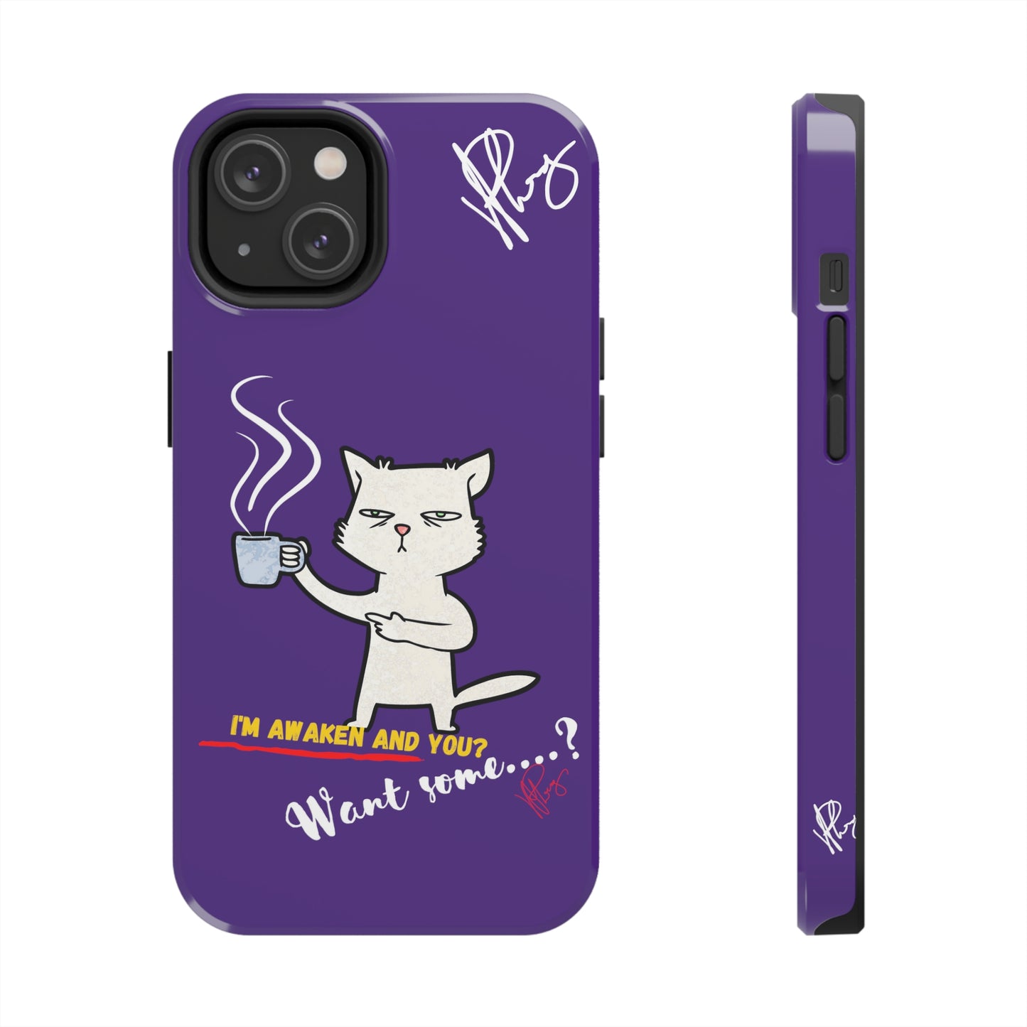 Lovely Bold Purple - Cutie "Coffee Cat" Pet Design Verision from the 'TPPG Collection' Line carries Several sizes of the "iPhone Series" Tough Phone Cases