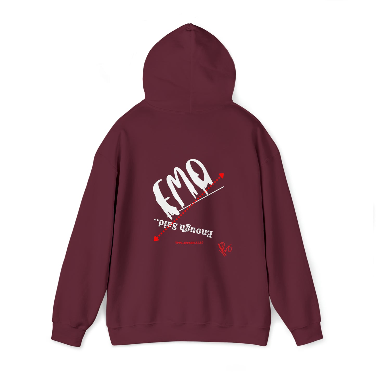 "EMO-Enough Said" Style (Back Facing) Design Print Unisex Heavy Blend™ Hooded Sweatshirt - 6 sizes & 9 colors to choose from