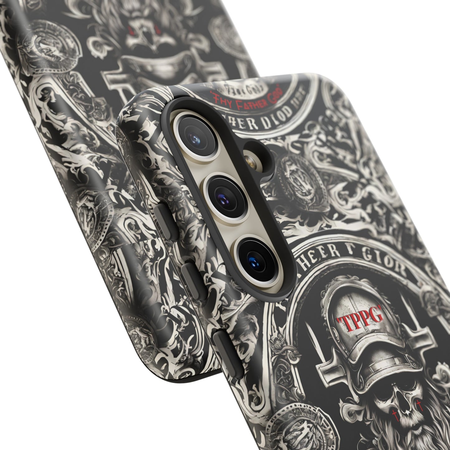 "Father God" iPhone/Google Pixel & Samsung Tough Phone Case (Black/Red & Grey)