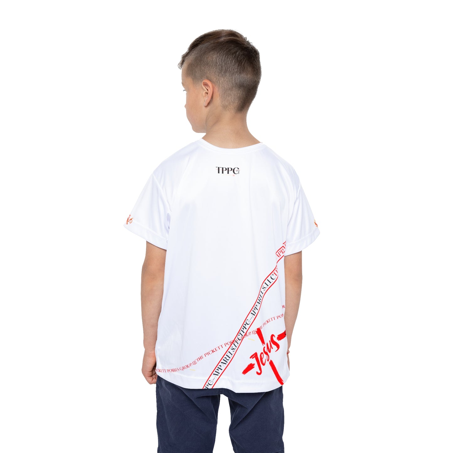 Kids Sport "Jesus Cross" White Jersey/Tee-By:"TPPG" Juniors/Kids Collections