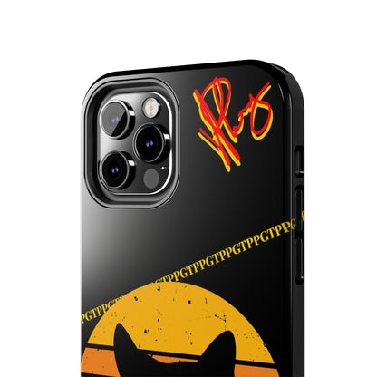 One of our Cutest Cat "Peek-A-BOOO.." Pet Designs (in a Bold Yellow/Orange/Red Base Colors) Verision from the 'TPPG Collection' Line carries Several sizes of the "iPhone Series" Tough Phone Cases