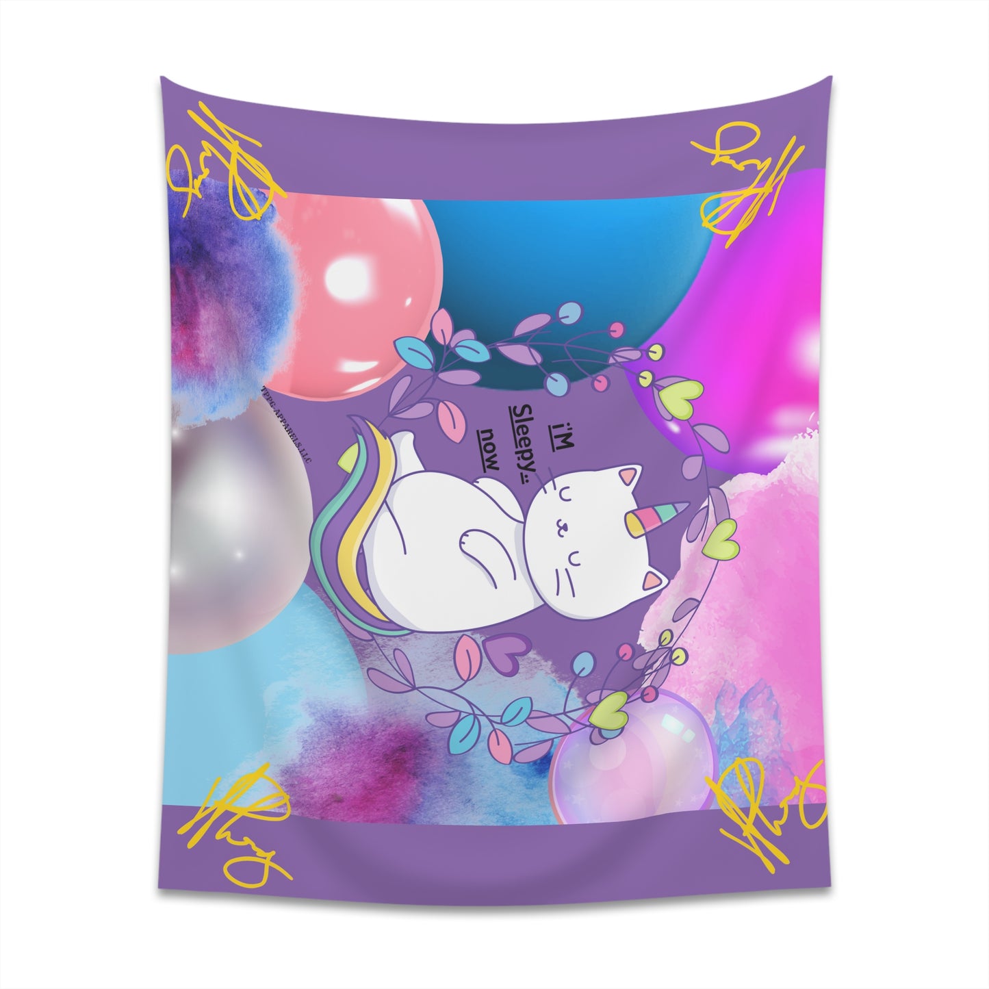 100% Polyester (I'm Sleepy, Now) Printed Wall Tapestry (Lt. Purple Base color) from "TPPG Collections"