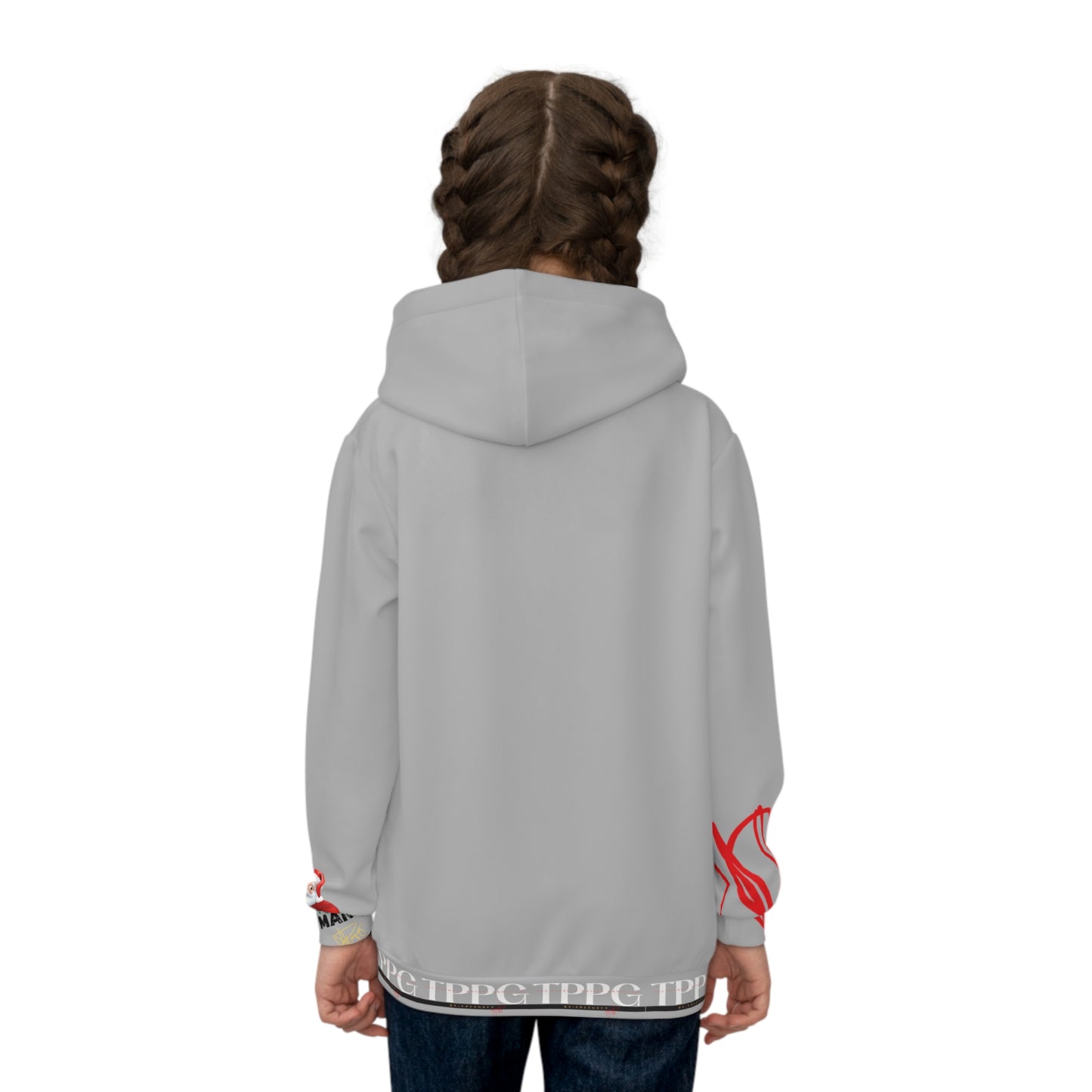 Children's "Santa Holiday-Boss Man" (Lt. Grey) "TPPG Logo" Hoodie in 6 sizes