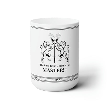 White 15oz Sleek "Faith Base Infused Style" Ceramic Mug - by the 'TPPG-Apparels' Brand Collection