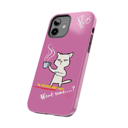 Cutie "Coffee Cat" Pet Design (in a Simple but Kool Tone Pink Base Color) Verision from the 'TPPG Collection' Line carries Several sizes of the "iPhone Series" Tough Phone Cases