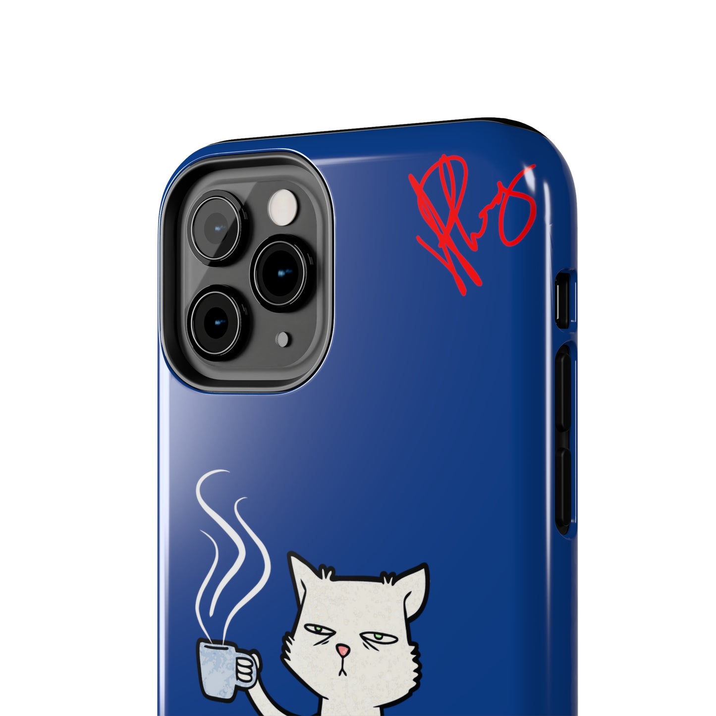 Another Cute "Coffee Cat" Pet Design (in a Simple but Kool Bold Blue & White Base Color) Verision from the 'TPPG Collection' Line carries Several sizes of the "iPhone Series" Tough Phone Cases