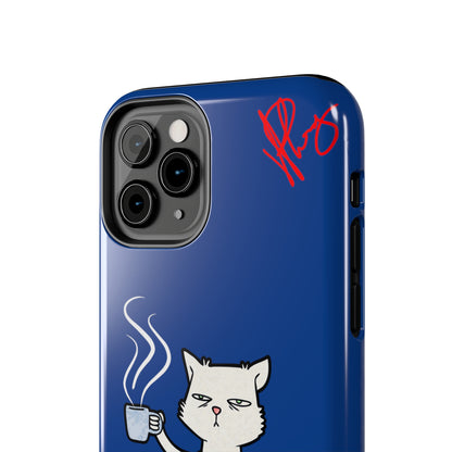 Another Cute "Coffee Cat" Pet Design (in a Simple but Kool Bold Blue & White Base Color) Verision from the 'TPPG Collection' Line carries Several sizes of the "iPhone Series" Tough Phone Cases