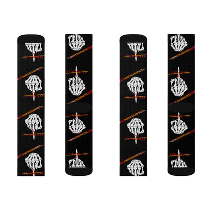 High Quality Cushioned 'TPPG Brand' Black Finger-Up "UCK YOU TÚ" Style Socks