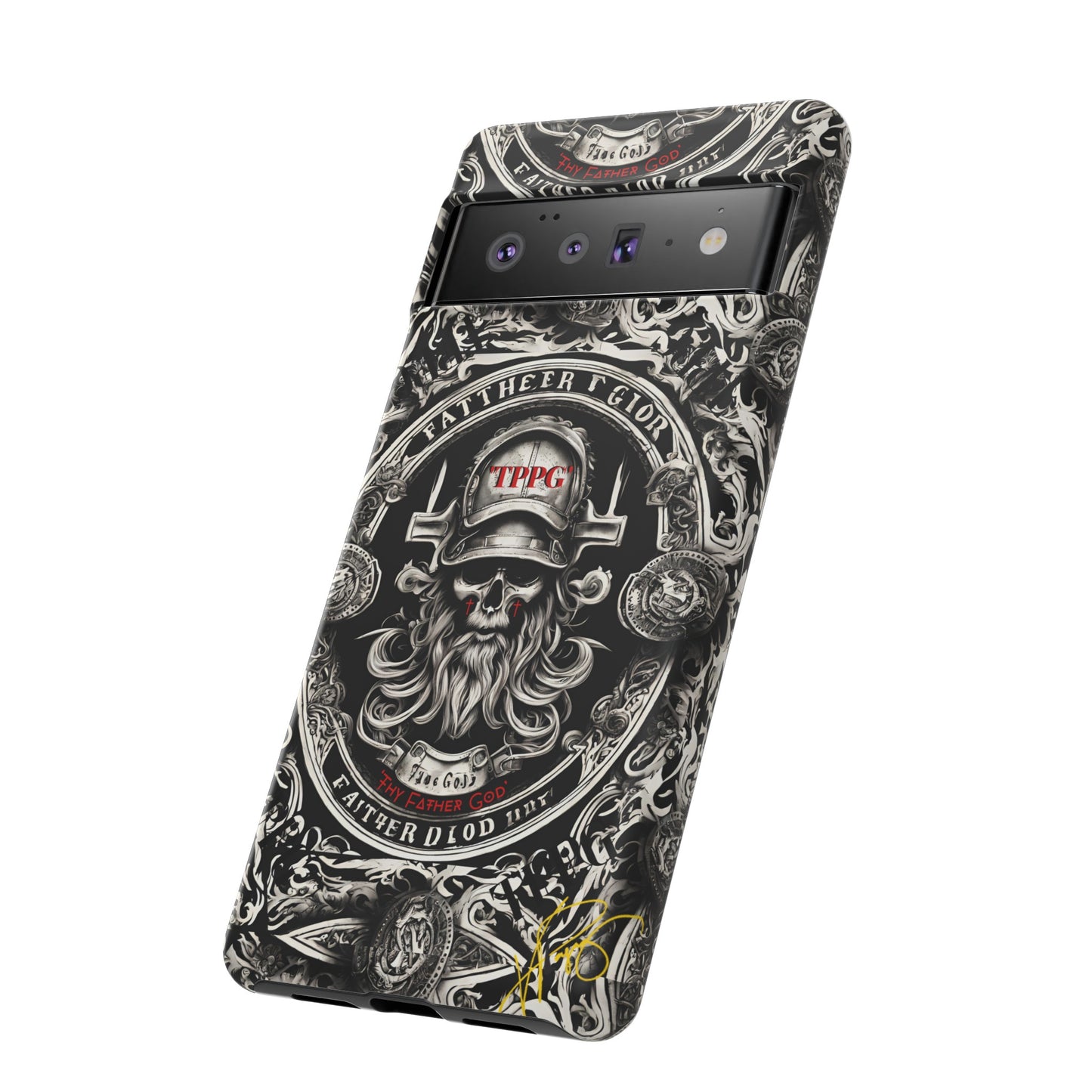 "Father God" iPhone/Google Pixel & Samsung Tough Phone Case (Black/Red & Grey)